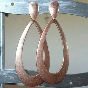 Anthropologie Brushed Copper Door Knocker Earrings